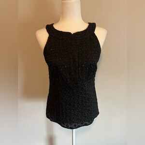 Lafayette 148 New York Black Sequin Tank Top size 2